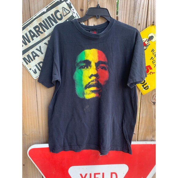 Vintage Y2K Black Bob Marley Redemption Song promo Album graphic tee L - Picture 1 of 9